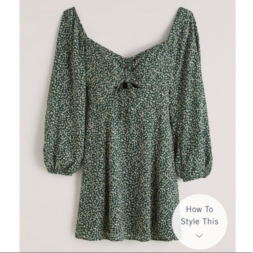 Abercrombie & Fitch Long Sleeved Cinched Cut Out Mini Dress Green Size Small